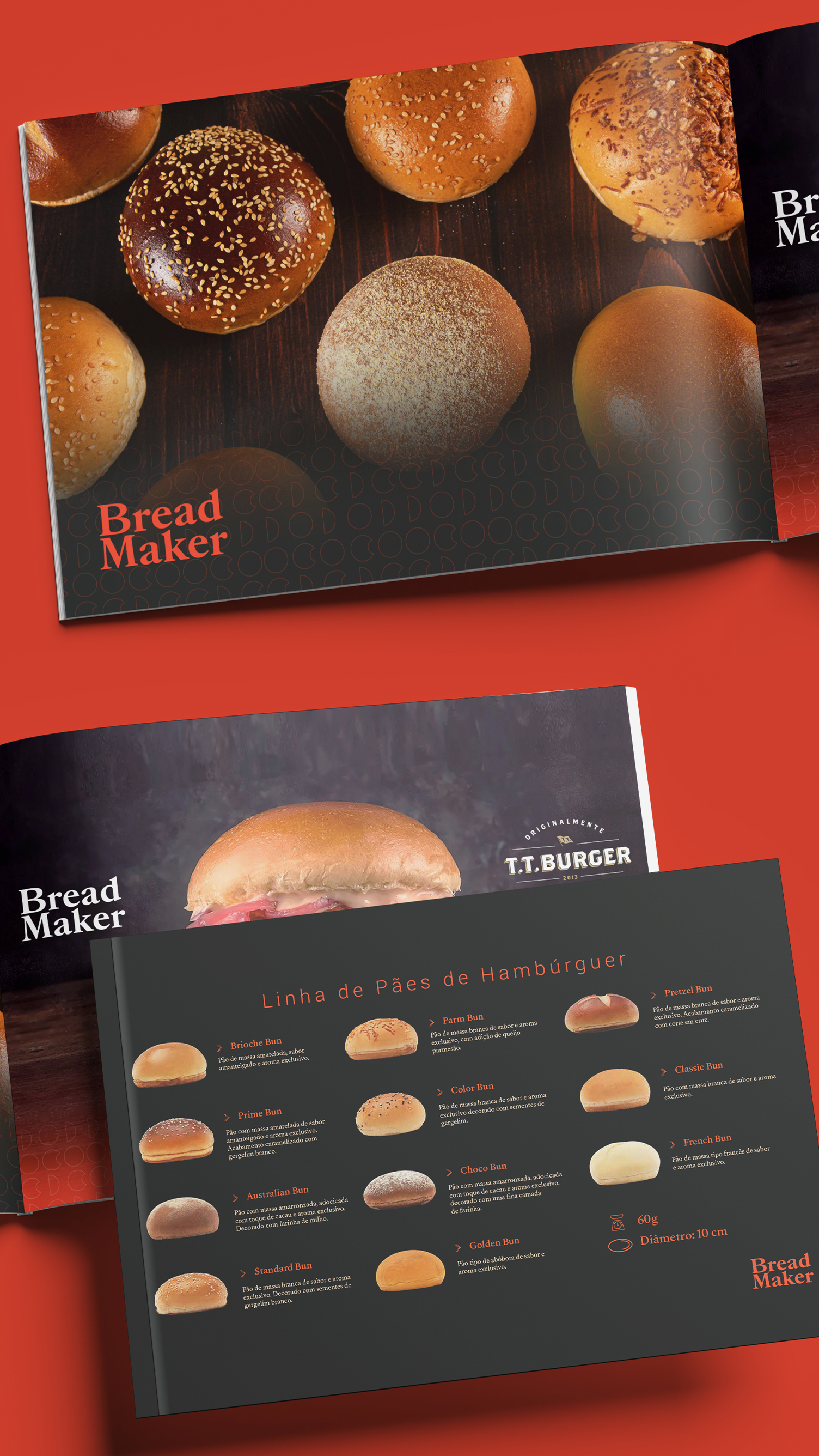 Bread Maker Design Um homem está segurando um hambúrguer na frente de uma multidão de pessoas.