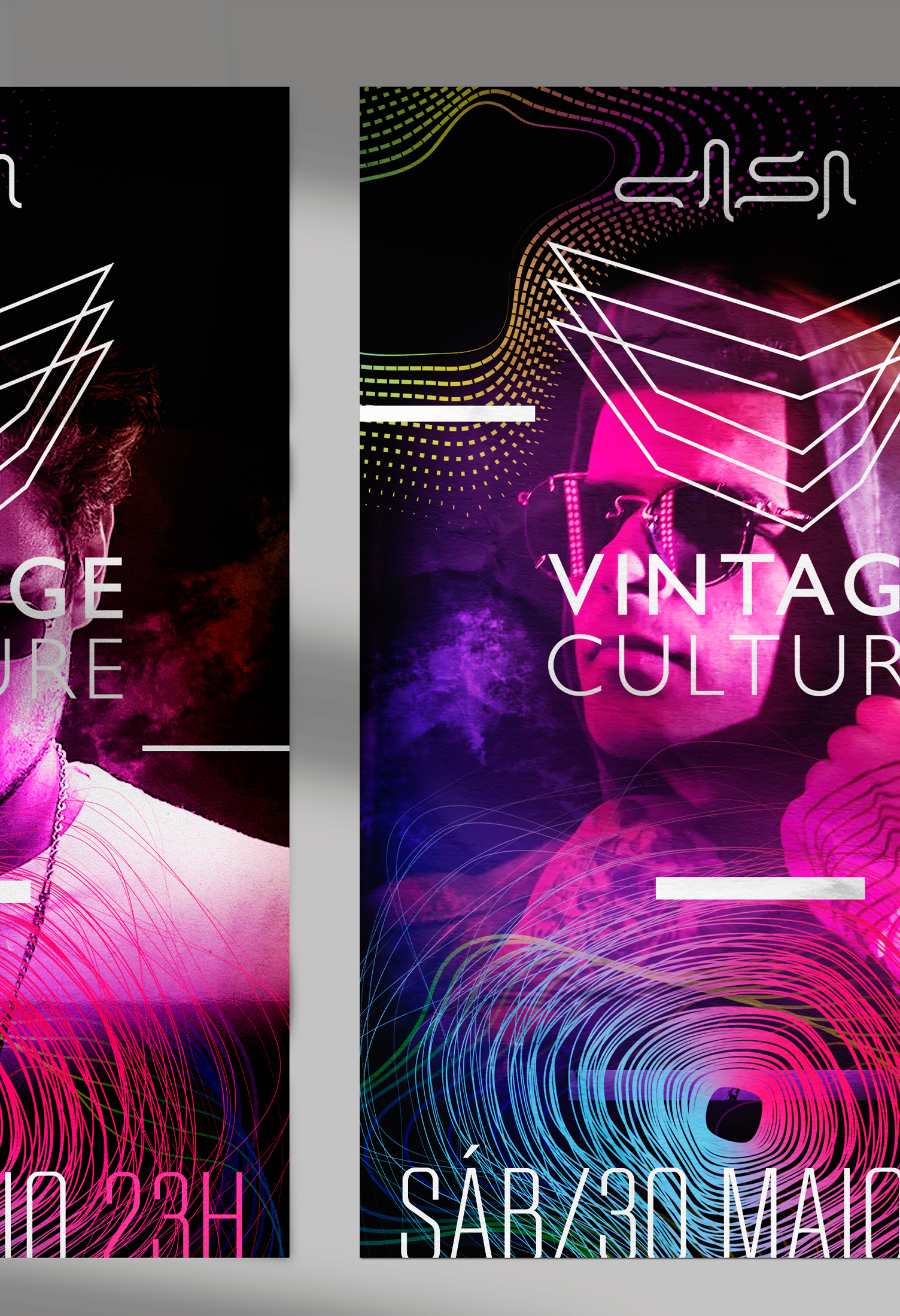Boate Casa Alguns pôsteres para um evento de cultura vintage