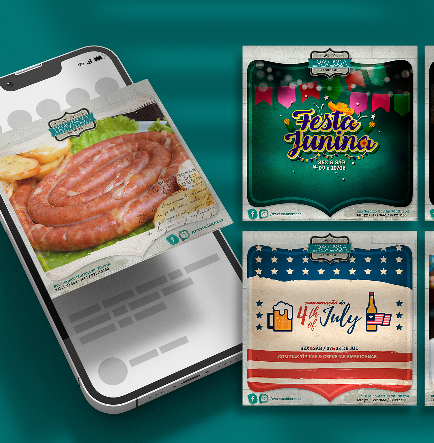 Travessa A phone with a picture of a sausage and french fries on it