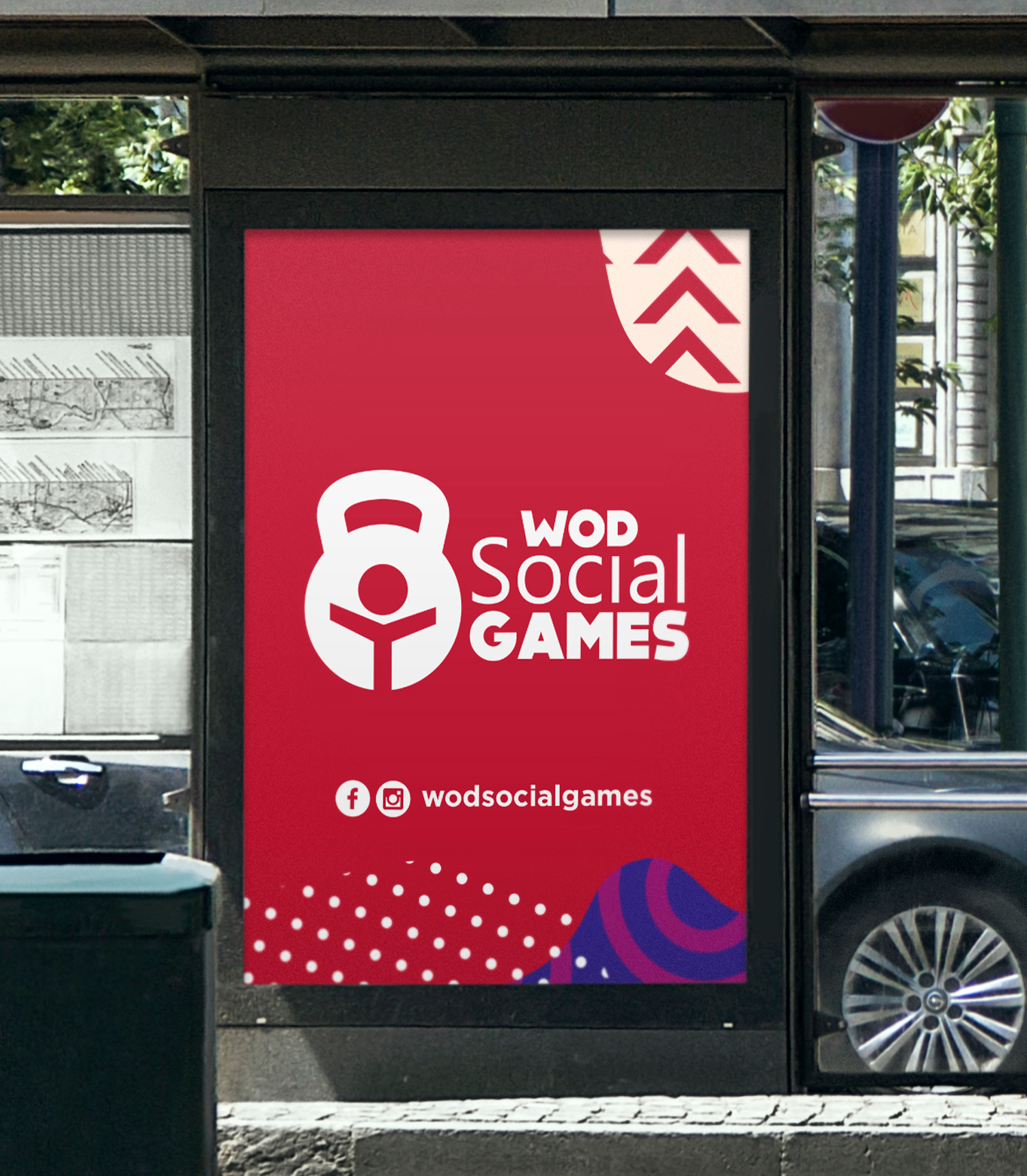 Wod Social Games Crossfit Uma placa vermelha que diz wod jogos sociais