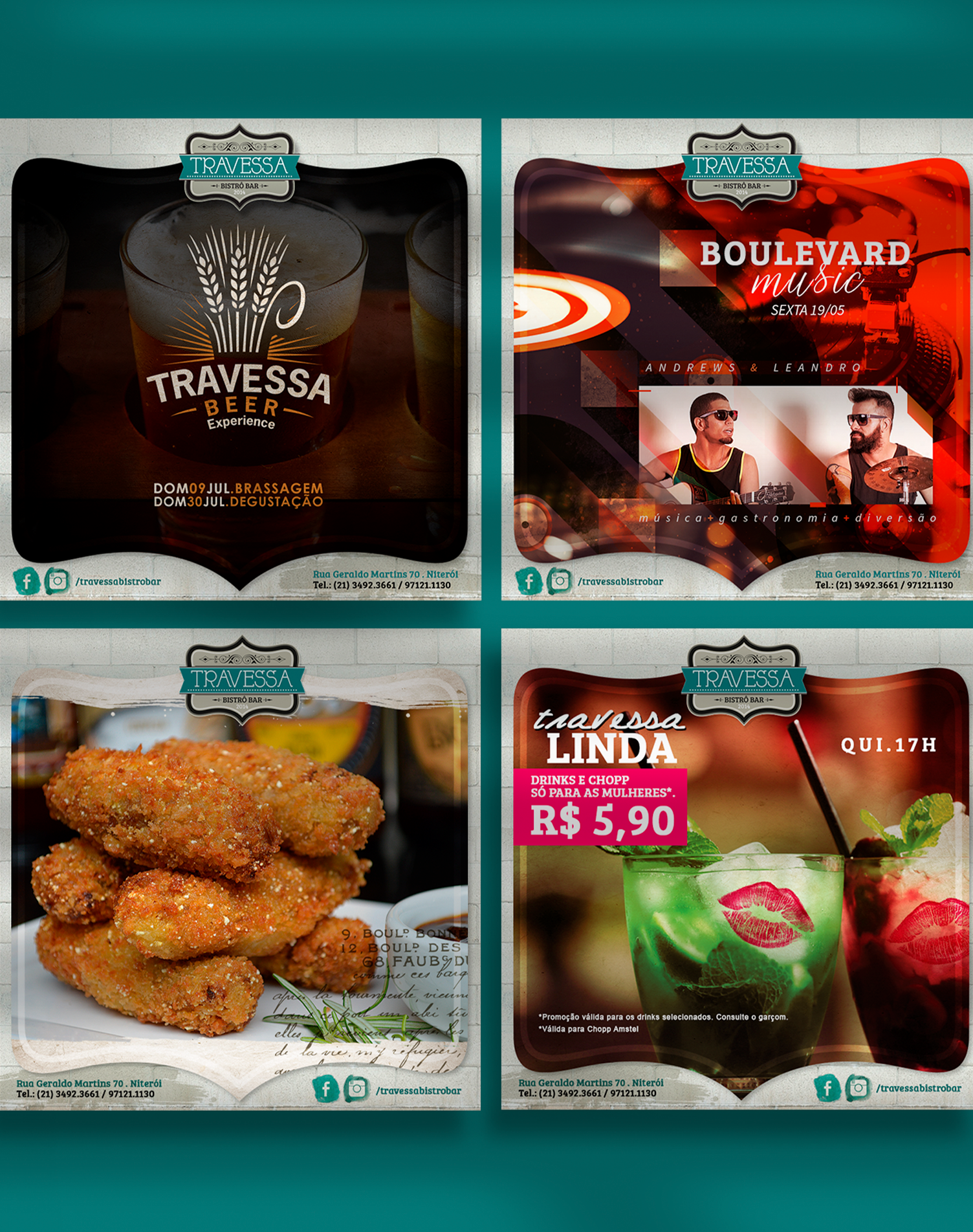 Travessa A set of four social media posts for a restaurant.
