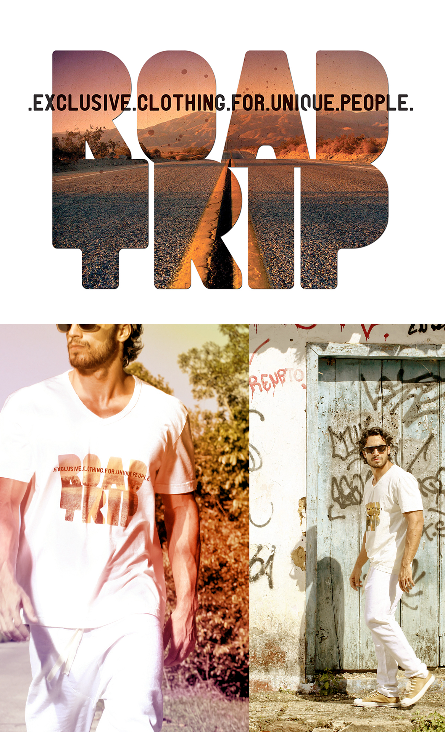 A poster for road trip exclusive clothing for unique people