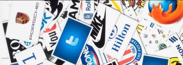 Um monte de logotipos em um fundo branco, incluindo Nike e Hilton
