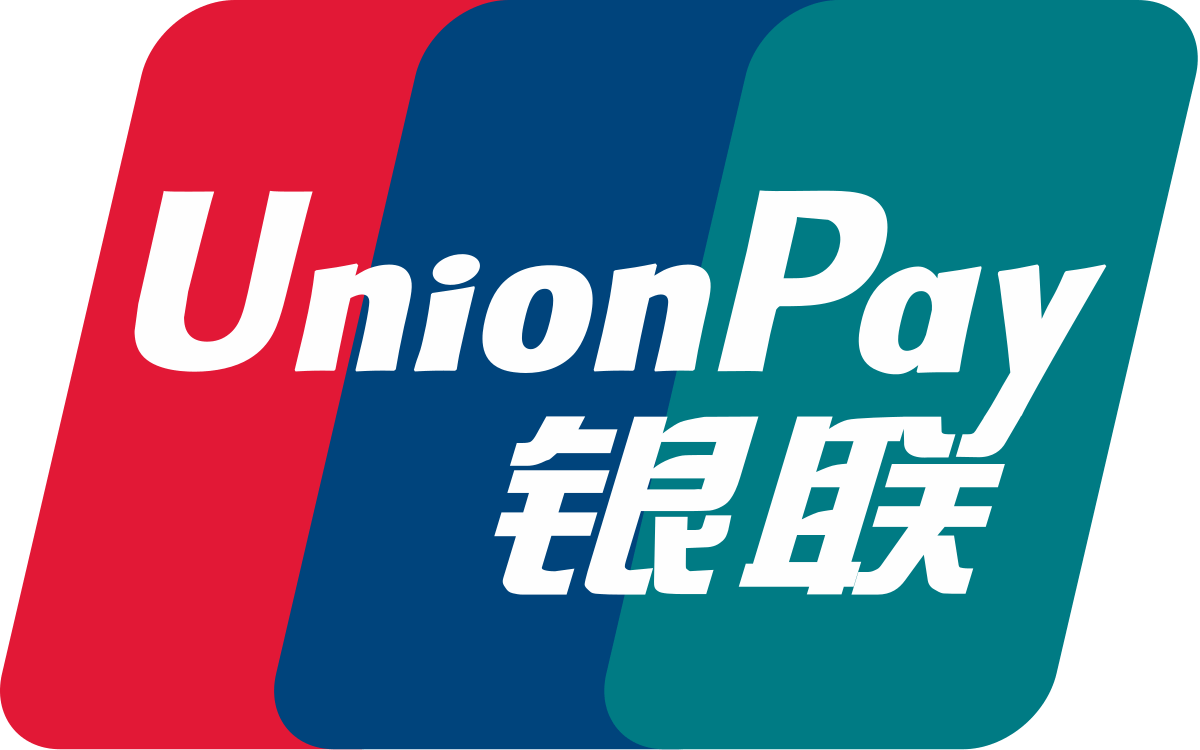 The UnionPay logo with red, blue, and teal slanted bars behind the text 