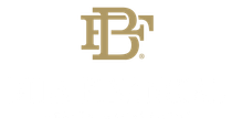 Gold monogram logo with interlocking B and C letters on a white background