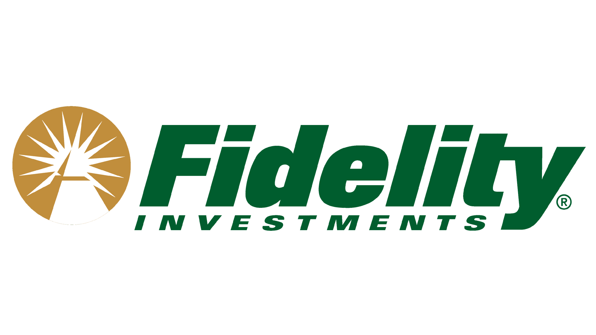 Fidelity Investments logo with green text and a gold sunburst icon on a white background