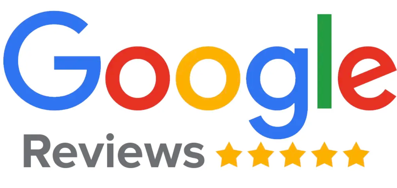 Google Reviews logo with five gold stars. The word Google is in blue, red, yellow, green, and red. 