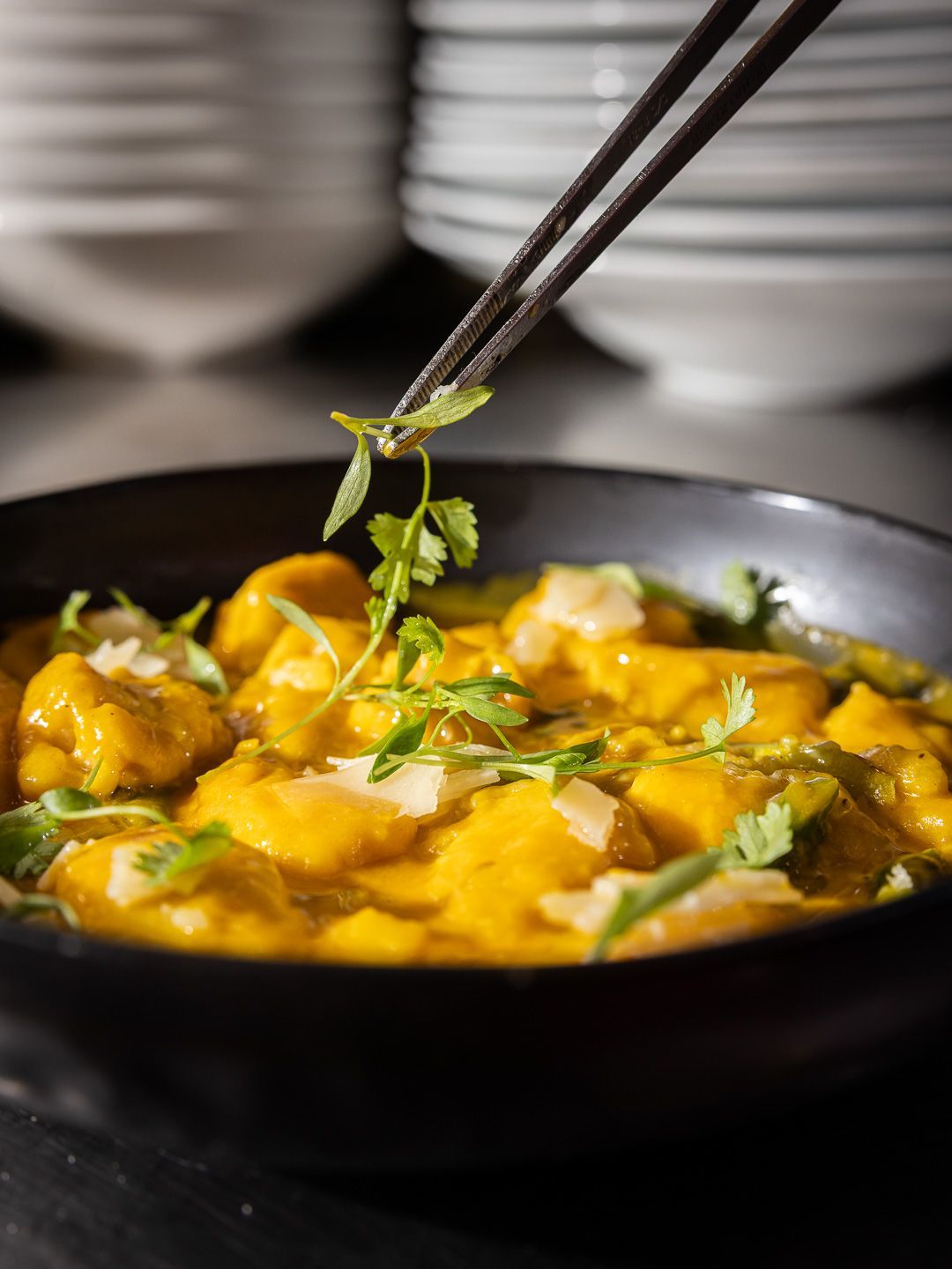 plating squash gnocchi Da Claudio NYC