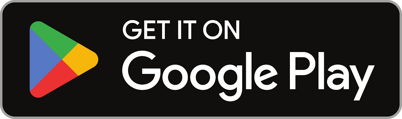 Google Play download badge with multicolor triangle logo on black background
