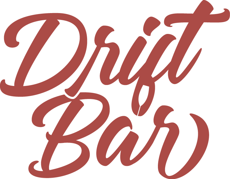 Drift Bar logo in red script font.