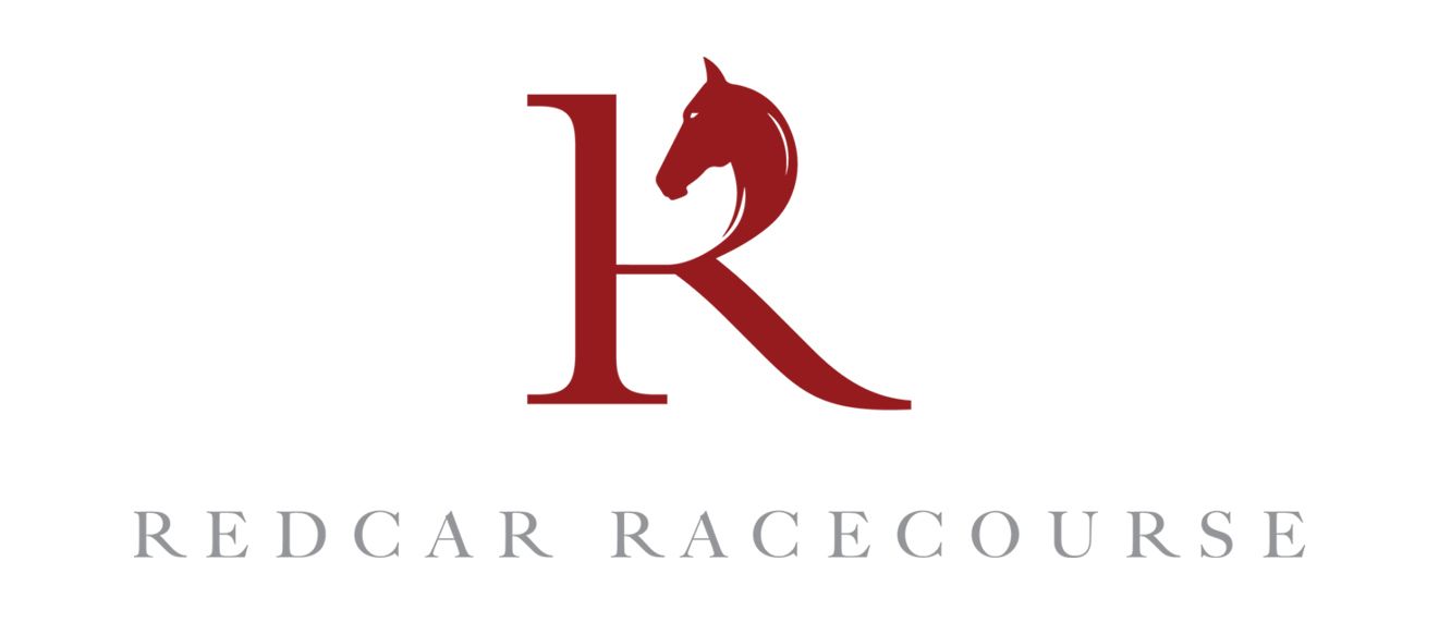 The logo for redcar racecourse has a horse on it