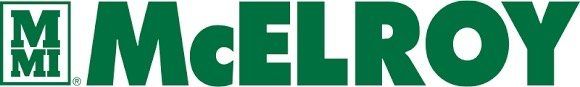 A green and white logo for mcelroy on a white background