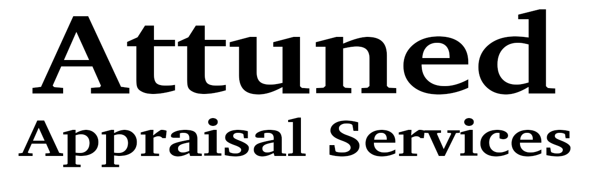 Logo for "Attuned Appraisal Services" in black text on a white background.