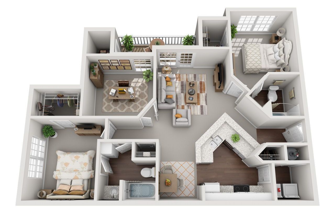 2 Bedroom 2.5 Bathroom Townhome Floor Plan