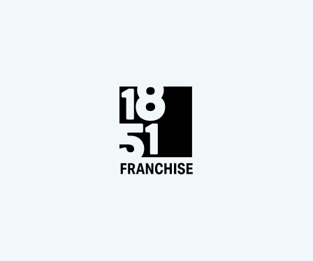 Logo for 18|51 Franchise in black and white. The numbers 18 and 51 are stacked with 