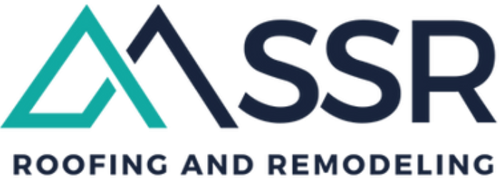 SSR Roofing and Remodeling logo in teal, navy, and gray with stylized roof lines