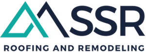 SSR Roofing and Remodeling logo in teal, navy, and gray with stylized roof lines