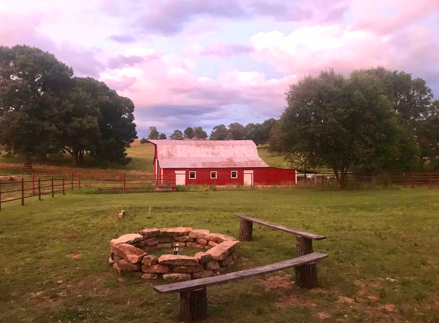 firepit outside lorland country retreat barn