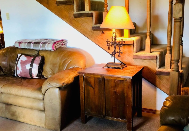 comfy leather couch in living room