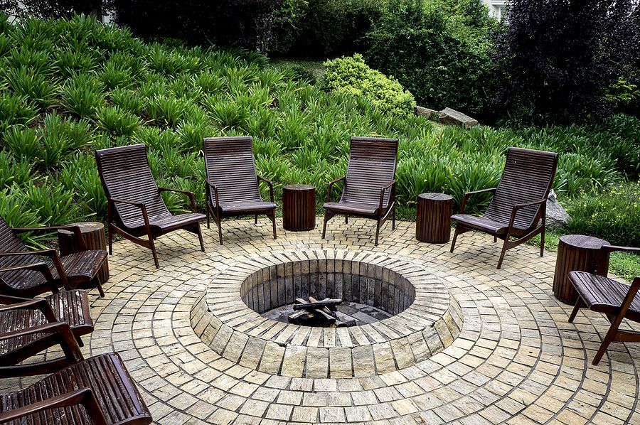 fire pit made out of landscaping stone