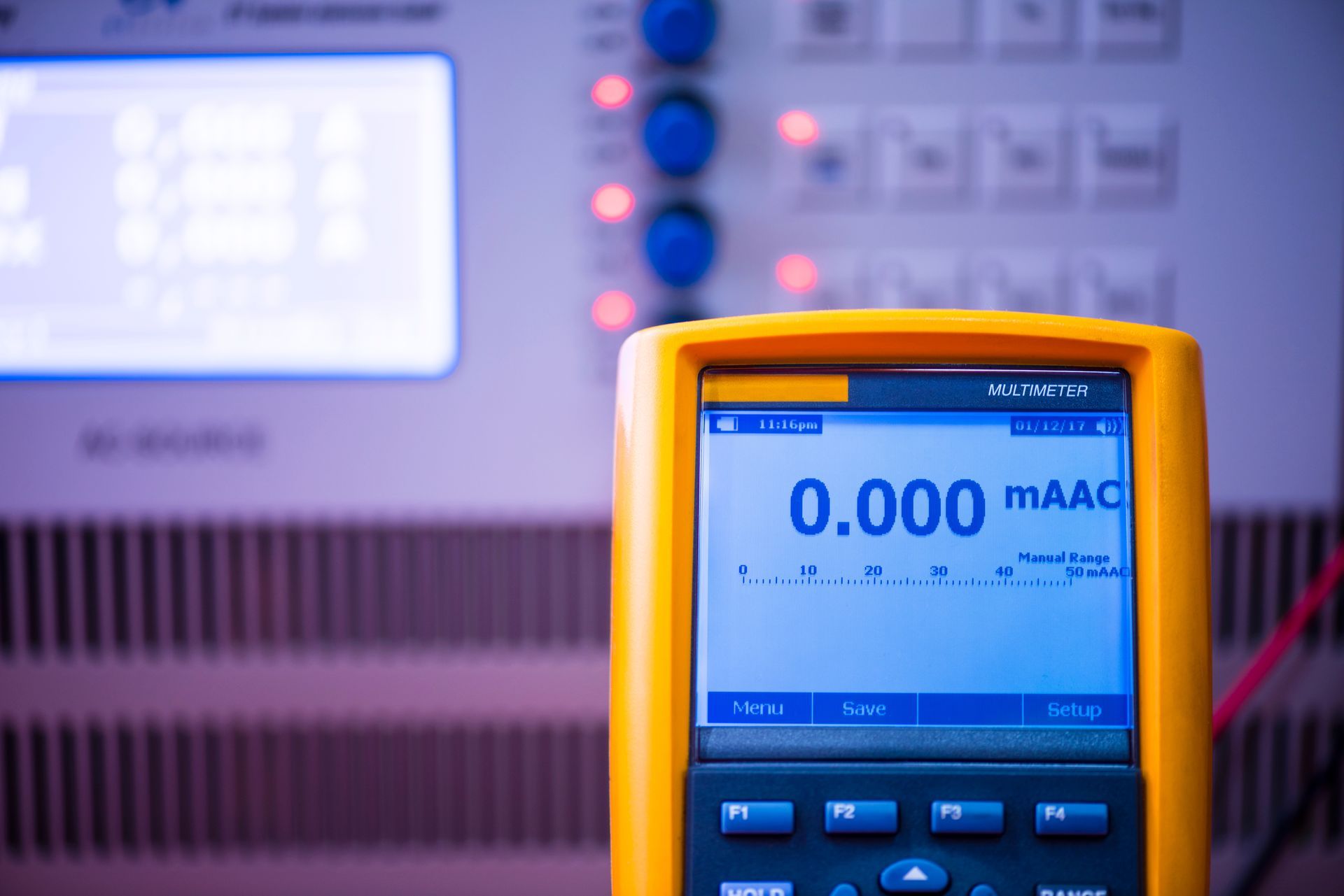 Digital multimeter ready for calibration.