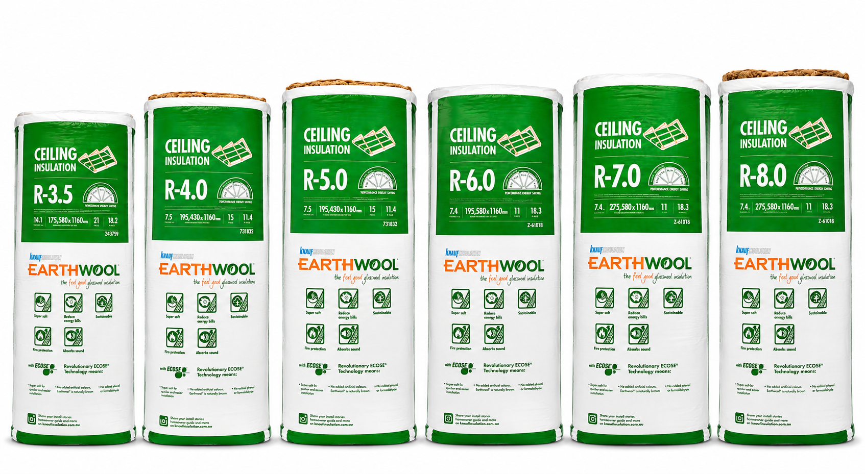 Earthwool ceiling insulation range from R3.5 to R8.0 available from Perth Insulation Supplies in Per