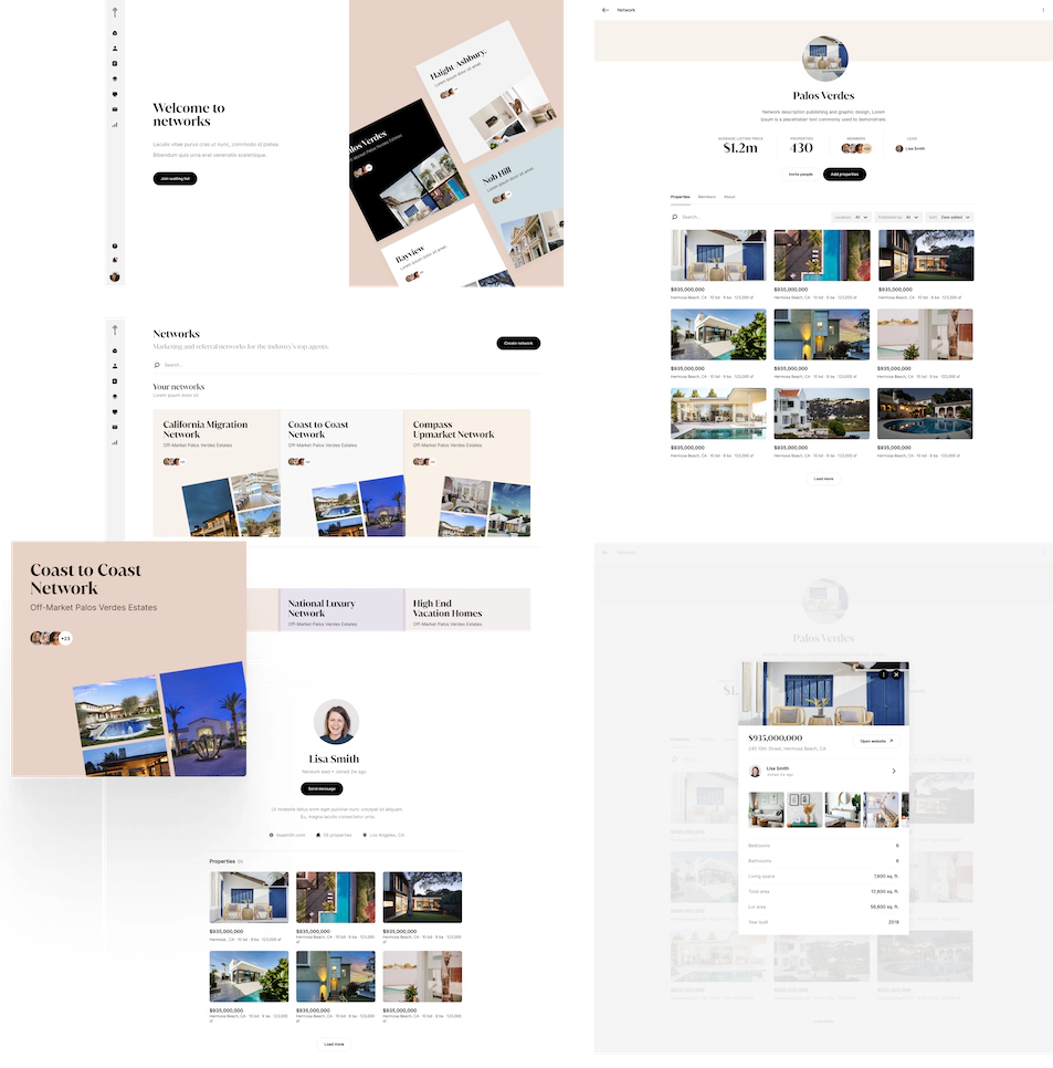 A bunch of different types of websites are displayed on a white background.