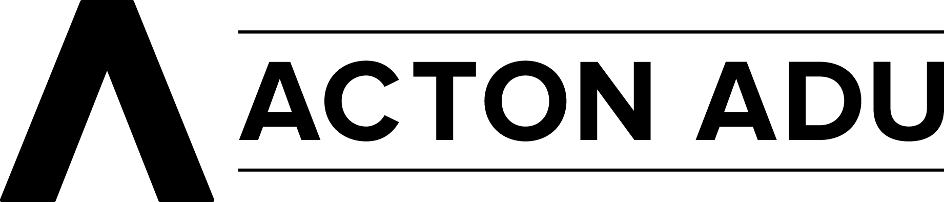 A black and white logo for a company called acton ado