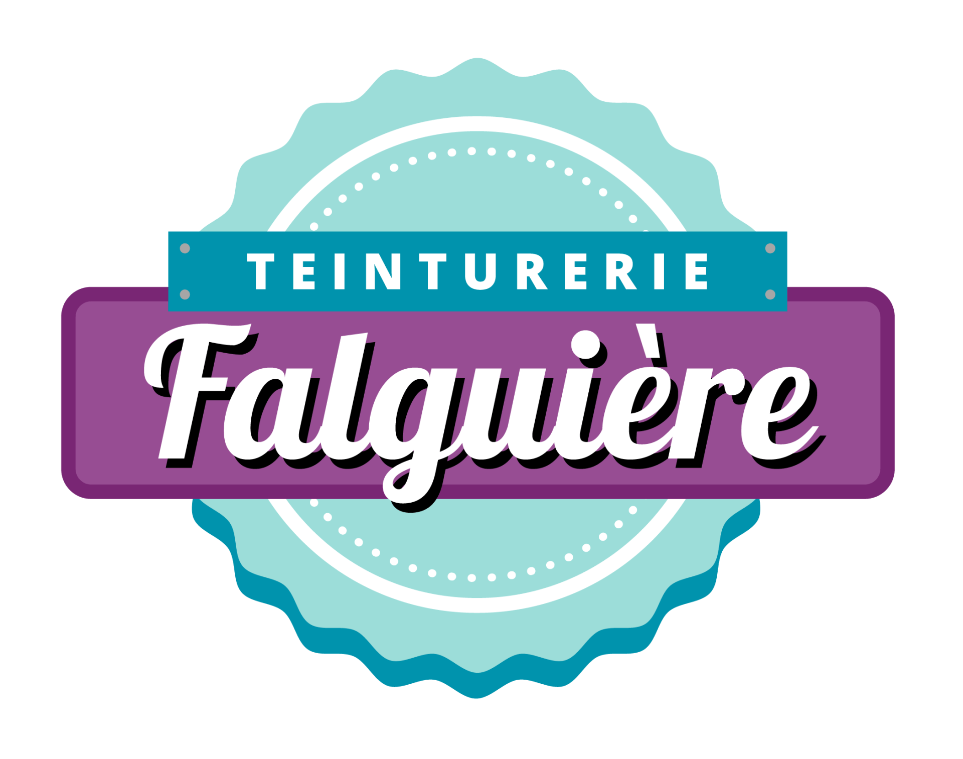 A logo for a company called teinturerie falquiere
