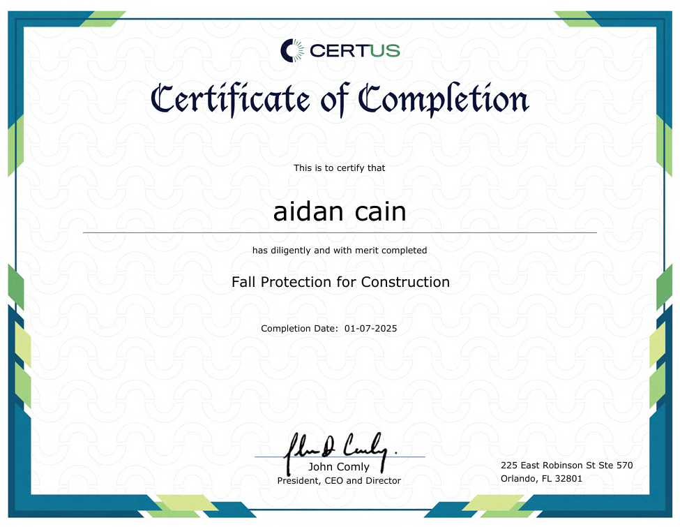 osha certificate