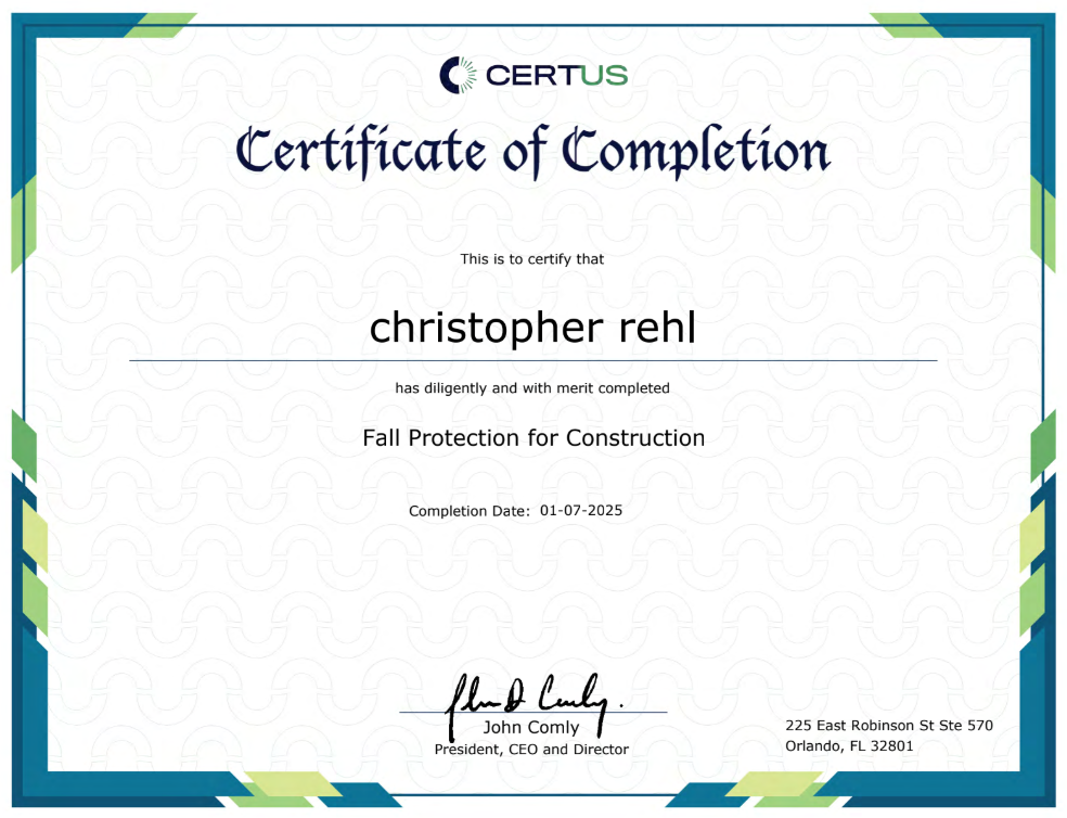 osha certificate