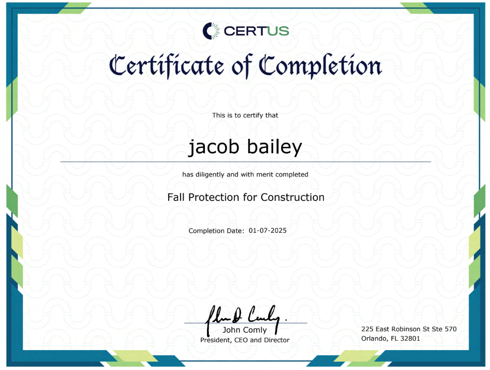 osha certificate