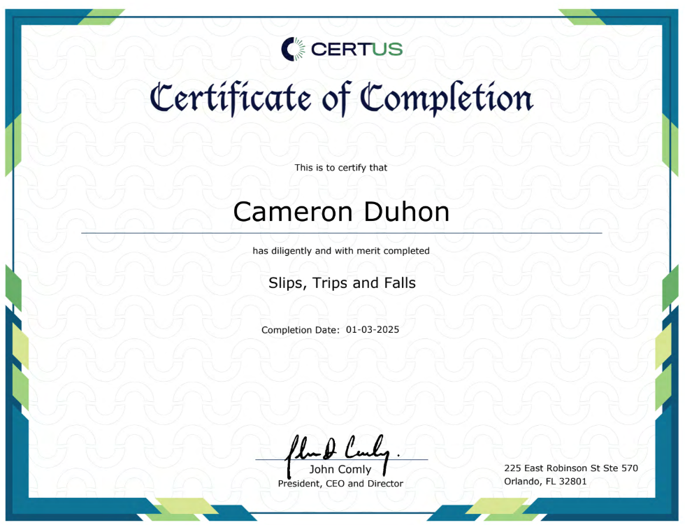 osha certificate