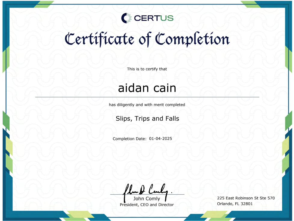 osha certificate