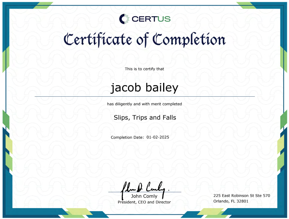 osha certificate