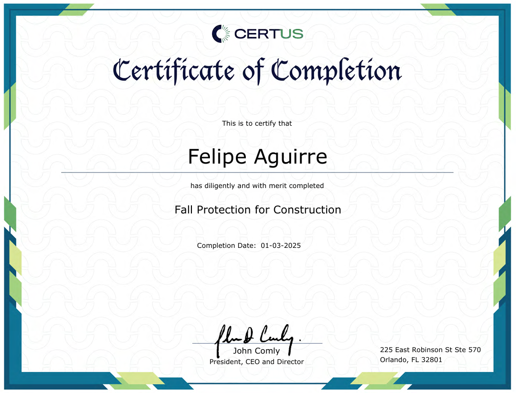 osha certificate