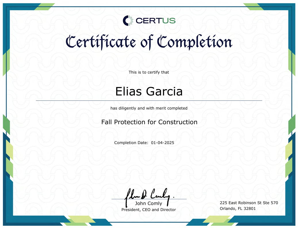 osha certificate