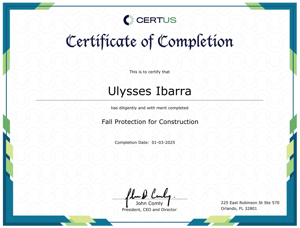 osha certificate