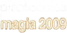 Testo con contorno dorato che recita “magia 2009” su sfondo chiaro