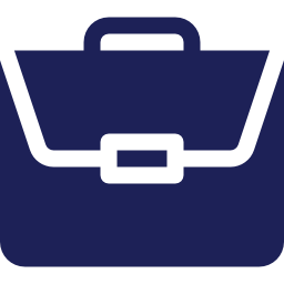 Blue briefcase with white outline and handle.