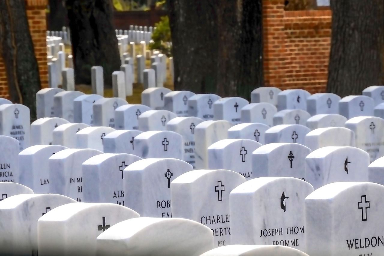 Rows of military headstones honoring veterans with dignity and remembrance at funeral homes in Edinb