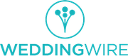 WeddingWire logo with a teal floral graphic inside a circle and the word 