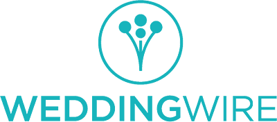 WeddingWire logo with a teal floral graphic inside a circle and the word 
