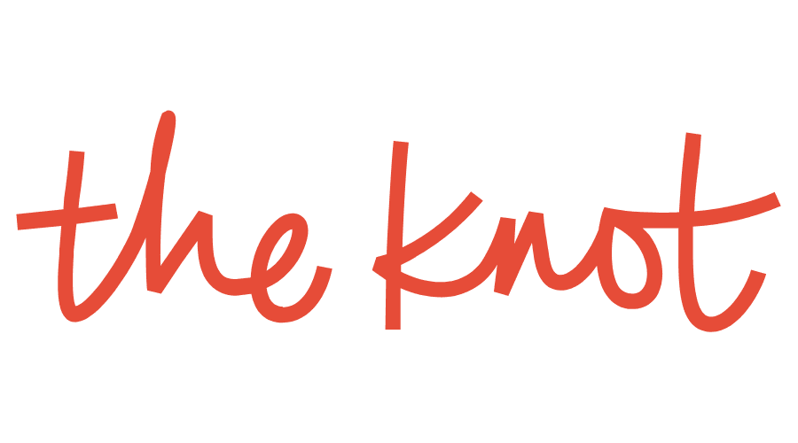 The Knot logo in orange script, 