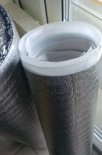 Reflective insulation roll ready to be deployed