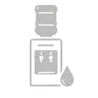 Gray icon of a water bottle above a sink with a droplet, suggesting a refill or hydration symbol