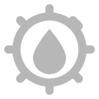 Gray gear icon with a water droplet in the center