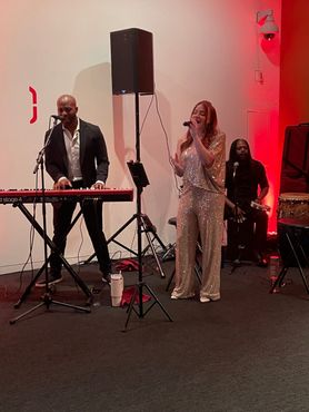 Cocktail Hour musicians, singer, pianist, sax player, percussionist