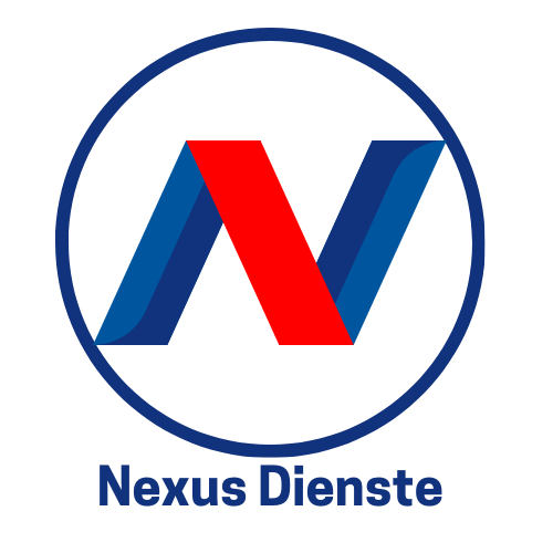 Ein blau-rotes Logo für Nexus Dienste