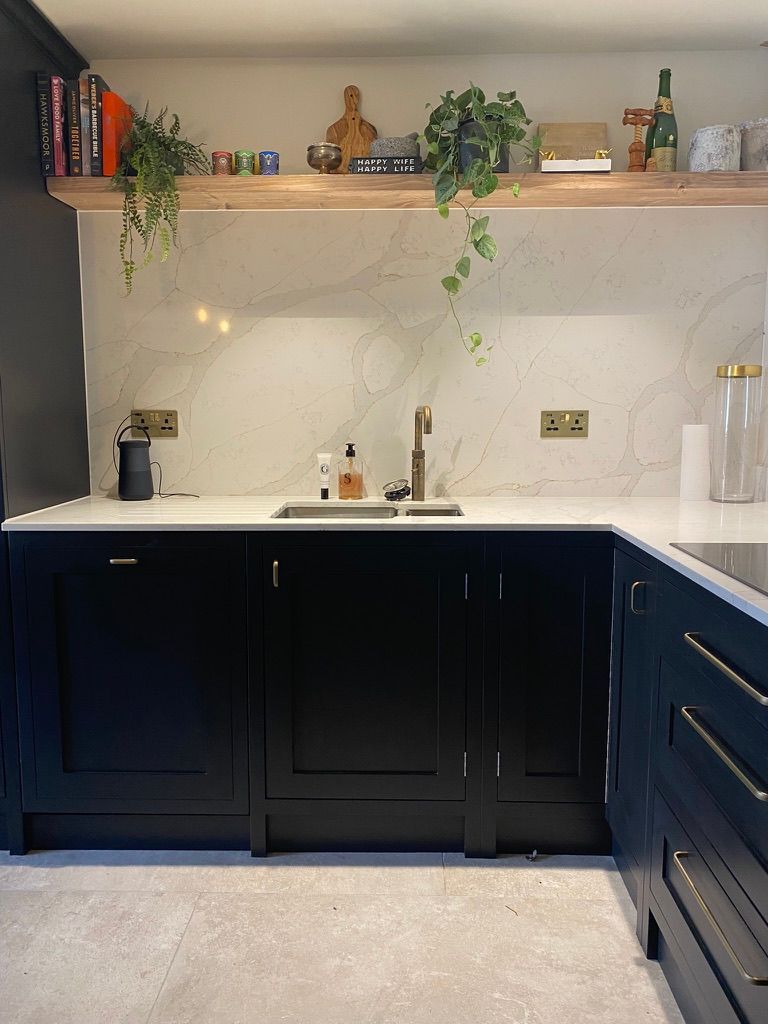 dark painted kitchen